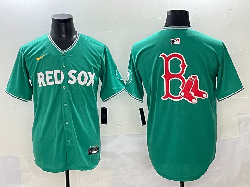 Men 2025 Boston Red Sox Blank Green Joint Name Nike MLB Jersey style 6